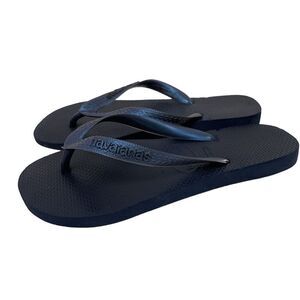 Havaianas flip flops Womens Size 6 Navy Blue Metallic Sheen Casual‎ Rubber